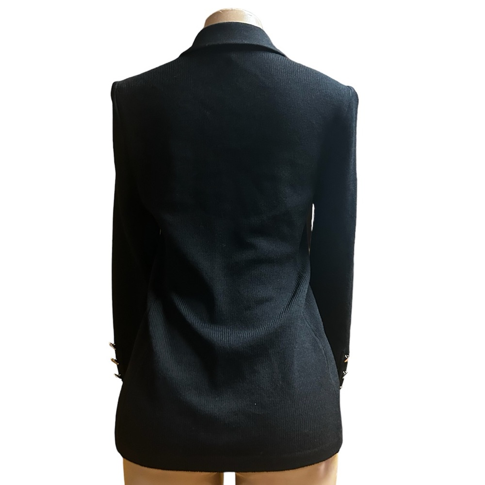St. John Basics Double Breasted Santana Knit Jacket in Black - Picture 5 of 12